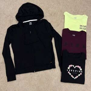 PINK Victoria’s Secret Bundle - Sweatshirt and T-Shirts - size XS